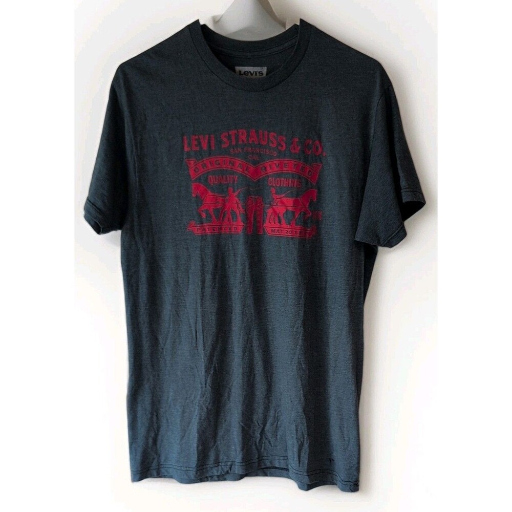 Levis Mens M Blue Red Horses Graphic Logo Cotton T-Shirt